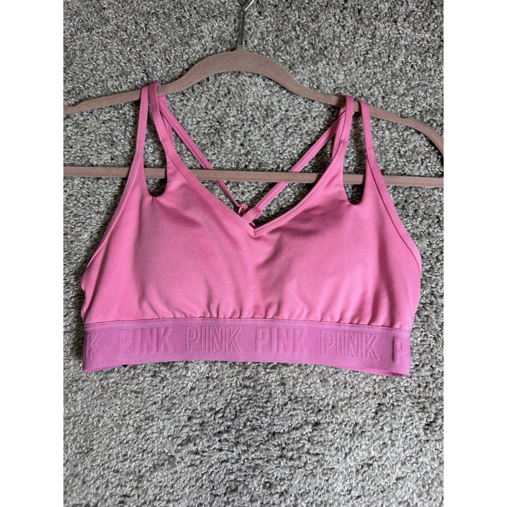 VS Pink Ultimate Lightly Lined Sports Bra Strappy Pink Small